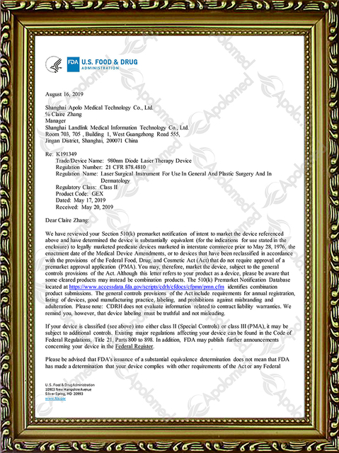 dispositif de th&eacute;rapie laser &agrave; diode 980 nm FDA