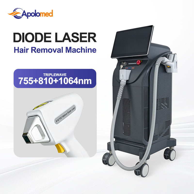 Épilation permanente verticale au laser, équipement laser à diode à 3 longueurs d'onde approuvé par la FDA