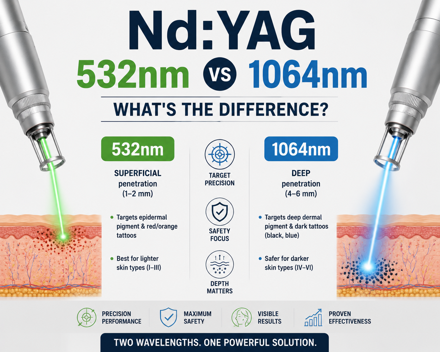 Nd:YAG 532 nm vs 1064 nm : quelle est la différence ?